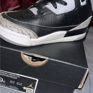 Jordan Black and Gray Retro Sneakers with Textured Finish